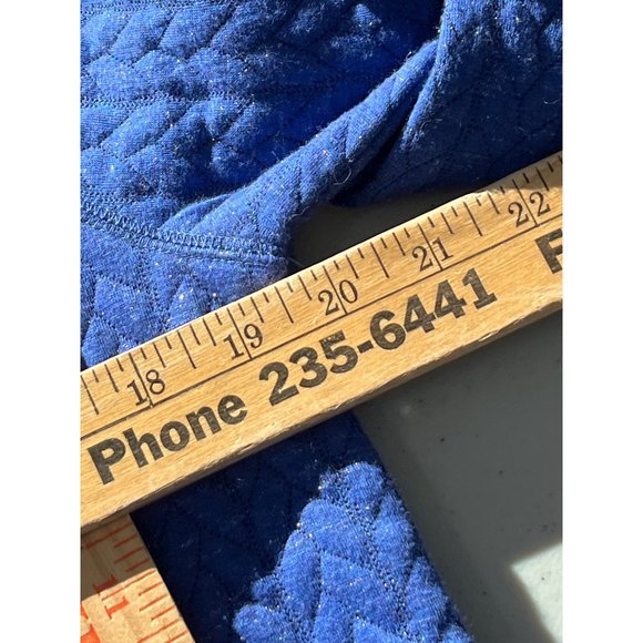 T by Talbots Quilted Shimmer Pullover Women M Mock Neck Blue Fall Winter Relaxed - Picture 6 of 9